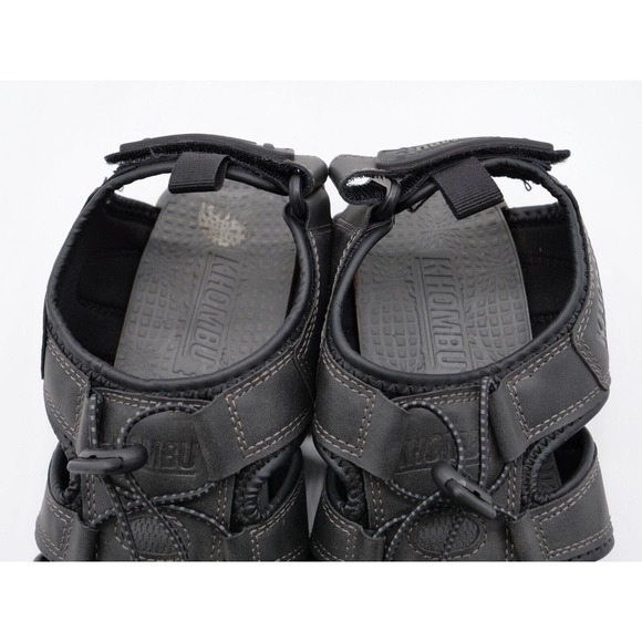 Khombu Harry Mens 8 Sandals Black Faux Leather Fisherman Drawstring Shoes - Picture 7 of 10